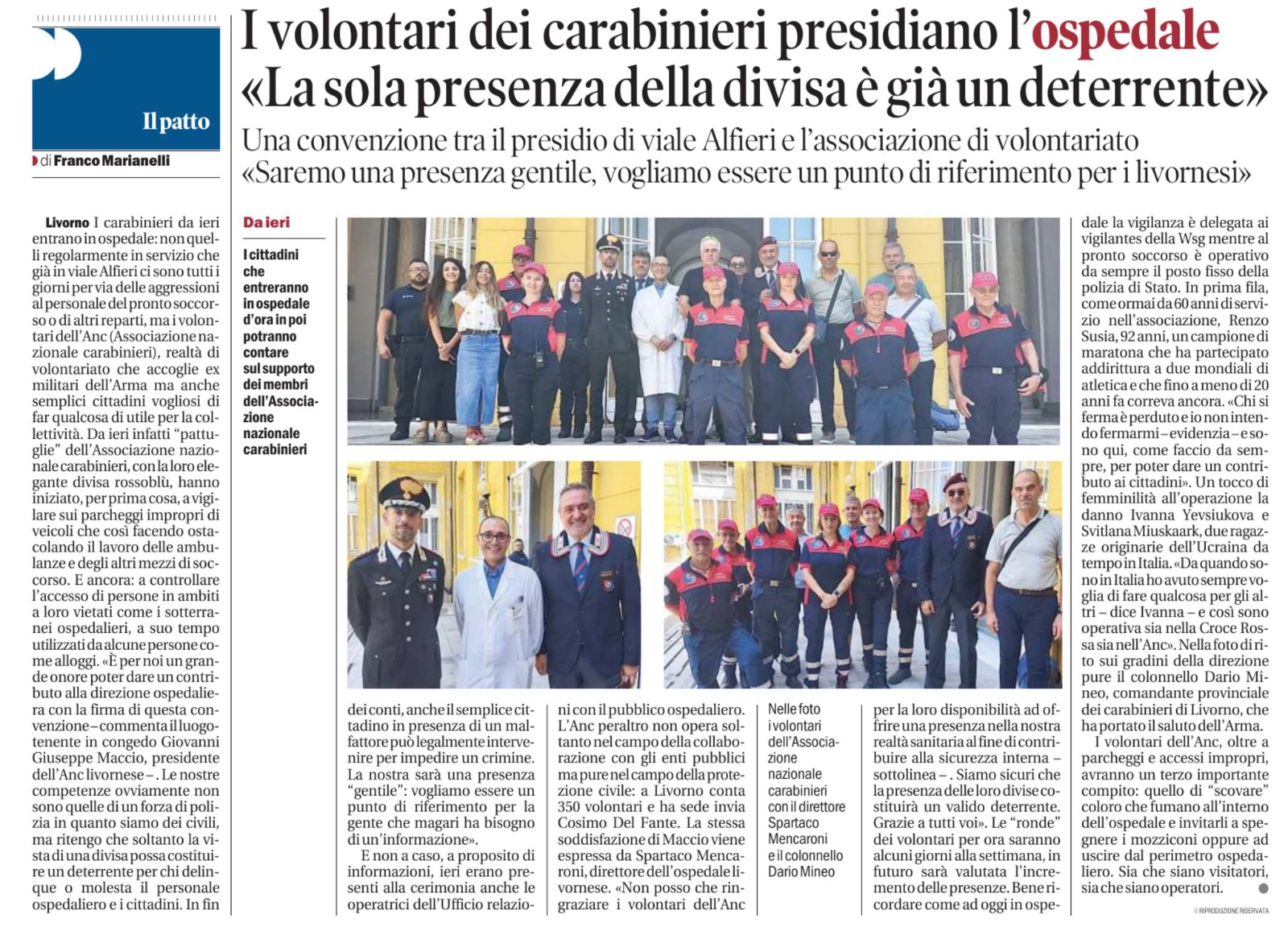 Convenzione tra ANC sez- Livorno con Azienda Nord Ovest ASL 